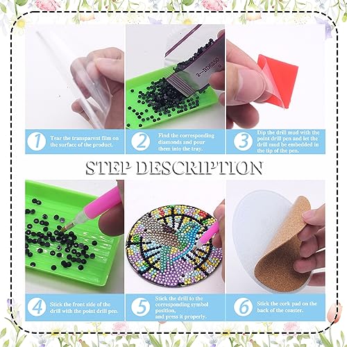 Diy 8pcs/set Bird  Diamond Painting Coasters with Holder