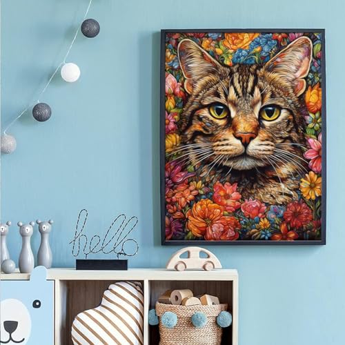 Cat And Flower | Diamond Painting