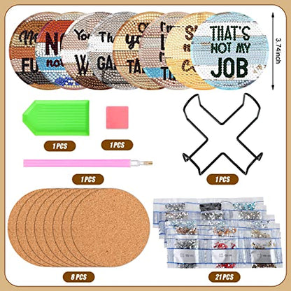 Diy 8pcs/set  Diamond Painting Coasters with Holder