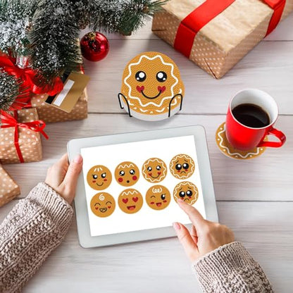 Diy 8pcs/set Christmas  Diamond Painting Coasters with Holder