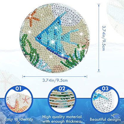 Diy 8pcs/set  Diamond Painting Coasters with Holder