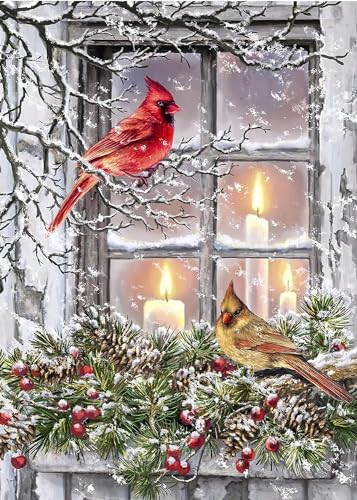 Snow Red Cardinal Bird Christmas | Diamond Painting