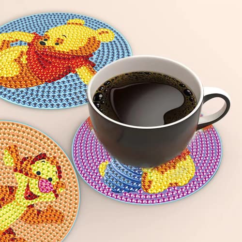 Diy 5pcs/set Bear  Diamond Painting Coasters with Holder
