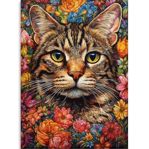 Cat And Flower | Diamond Painting