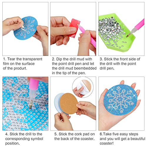 Diy 8pcs/set  Diamond Painting Coasters with Holder