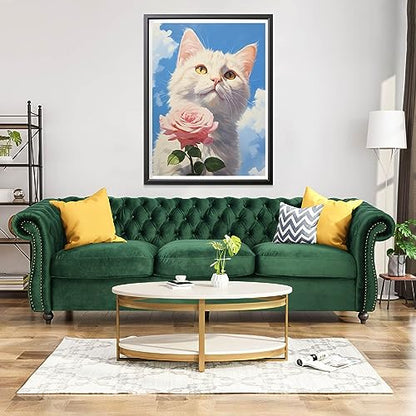 Cat And Pink Flower | Diamond Painting