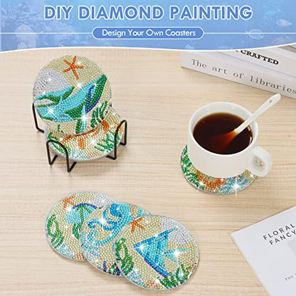 Diy 8pcs/set  Diamond Painting Coasters with Holder