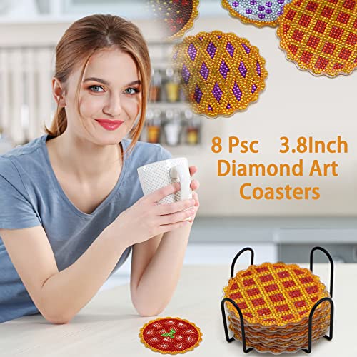 Diy 8pcs/set  Diamond Painting Coasters with Holder