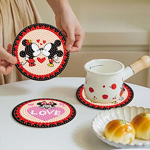 Diy 5pcs/set Cartoon  Diamond Painting Coasters with Holder