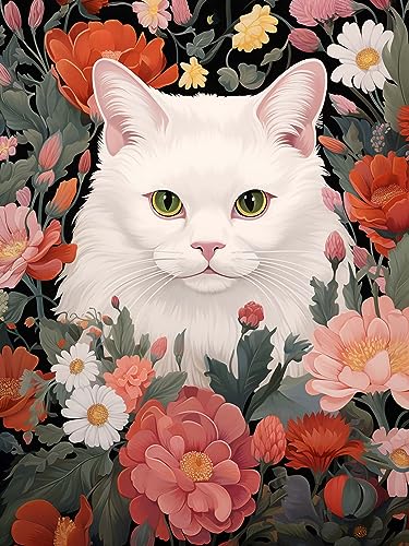 Cat And Flower | Diamond Painting