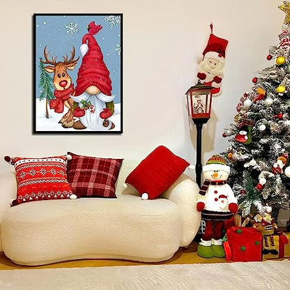 Gnome Deer Christmas | Diamond Painting