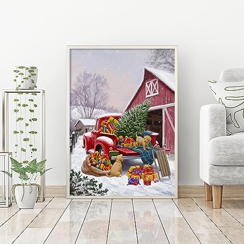 Red Car Animals Christmas | Diamond Painting