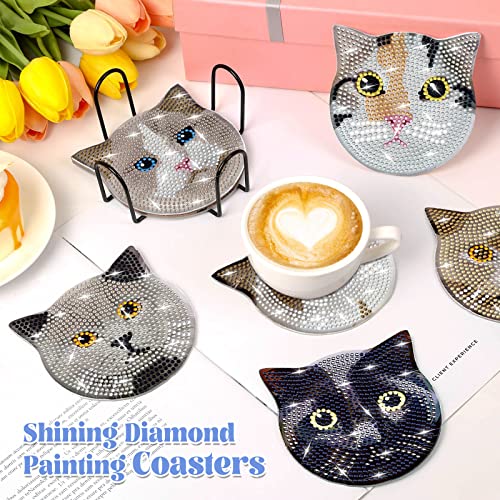 Diy 8pcs/set  Diamond Painting Coasters with Holder