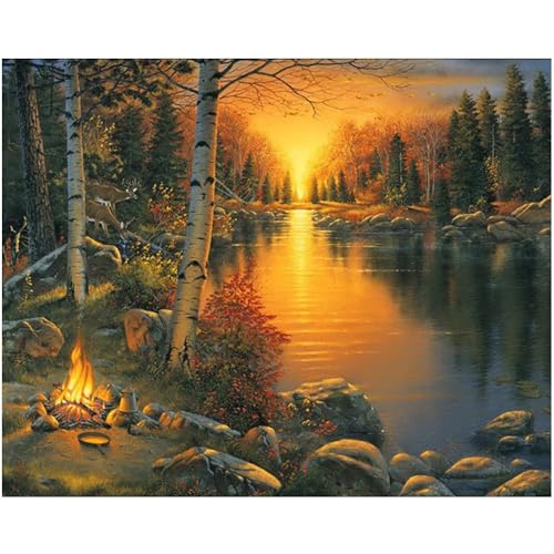 Bonfire By The River | Diamond Painting