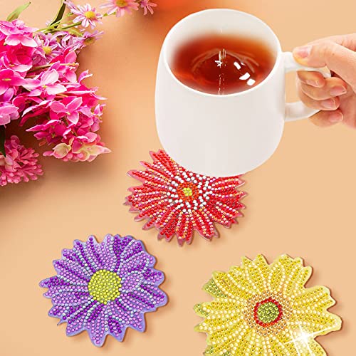 Diy 6pcs/set  Diamond Painting Coasters with Holder