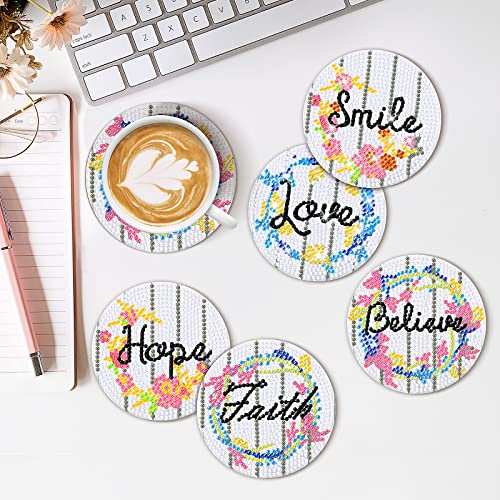 Diy 8pcs/set  Diamond Painting Coasters with Holder