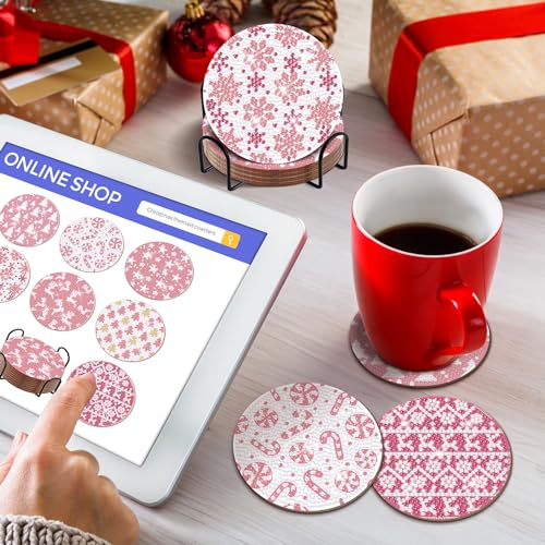 Diy 8pcs/set Christmas  Diamond Painting Coasters with Holder