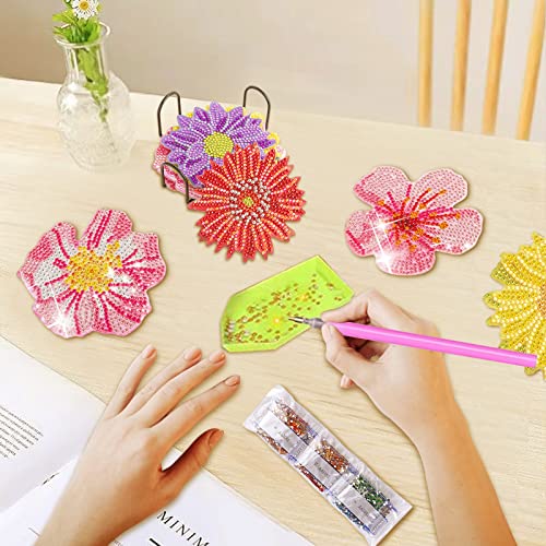 Diy 6pcs/set  Diamond Painting Coasters with Holder