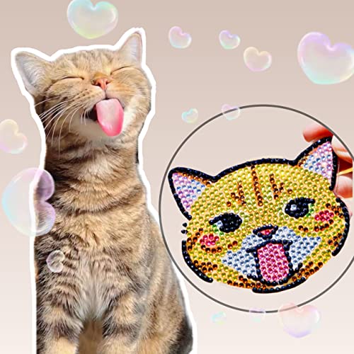 Diy 8pcs/set Cat  Diamond Painting Coasters with Holder