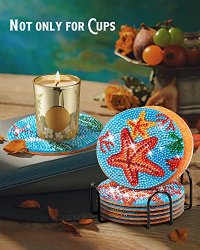 Diy 8pcs/set  Diamond Painting Coasters with Holder