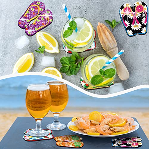 Diy 8pcs/set Summer  Diamond Painting Coasters with Holder