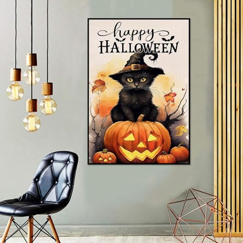 Black Cat Pumpkin Halloween | Diamond Painting