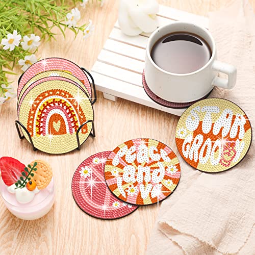 Diy 8pcs/set Butterfly  Diamond Painting Coasters with Holder
