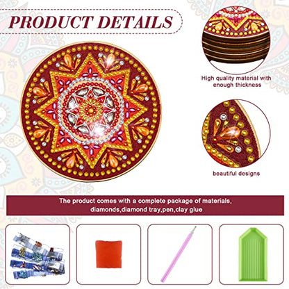 Diy 5pcs/set Mandala  Diamond Painting Coasters with Holder