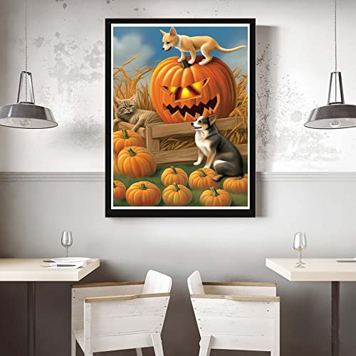Dog Cat Halloween Pumpkin | Diamond Painting