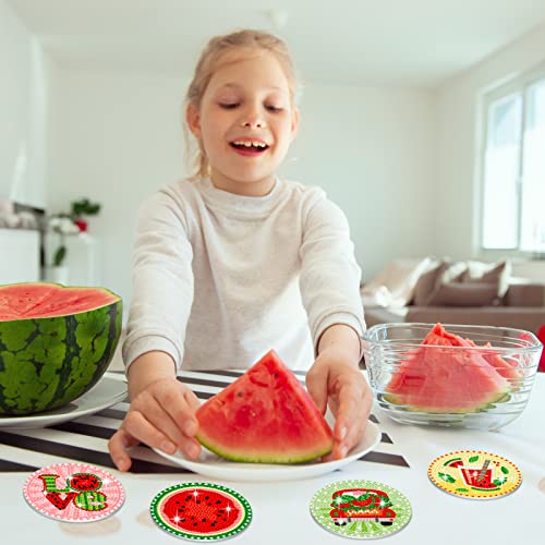 Diy 8pcs/set Watermelon Gnome  Diamond Painting Coasters with Holder