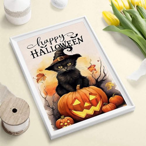 Black Cat Pumpkin Halloween | Diamond Painting