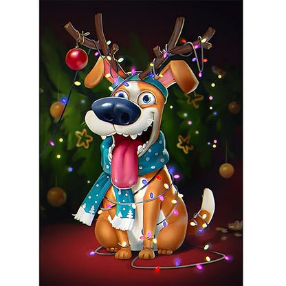 Cartoon Christmas Dog | Diamond Painting