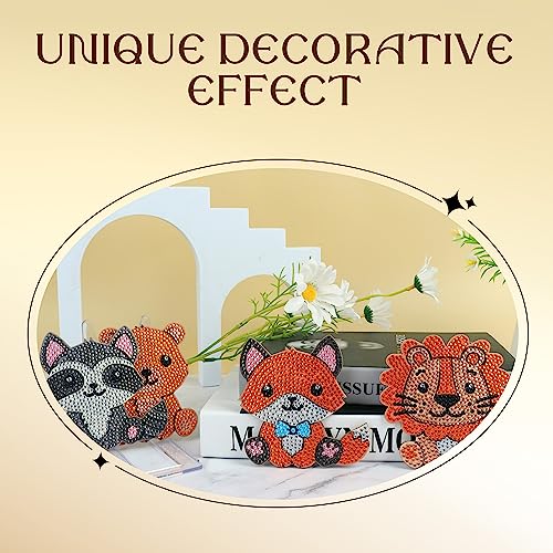 Diy 8pcs/set Animal  Diamond Painting Coasters with Holder