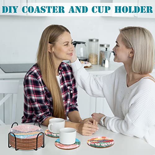 Diy 8pcs/set  Diamond Painting Coasters with Holder