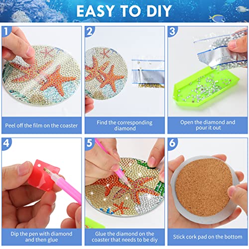 Diy 8pcs/set  Diamond Painting Coasters with Holder