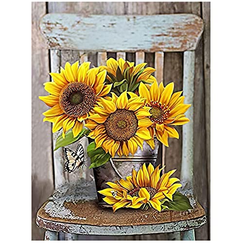 Sunflower On The Chair | Diamond Painting