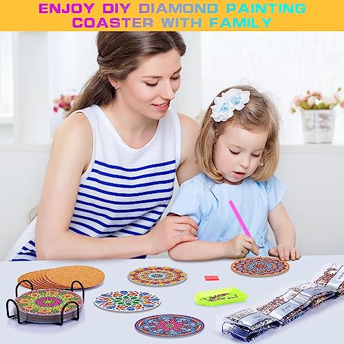 Diy 10pcs/set Mandala Christmas  Diamond Painting Coasters with Holder