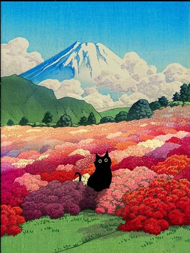 Black Cat And Flower | Diamond Painting