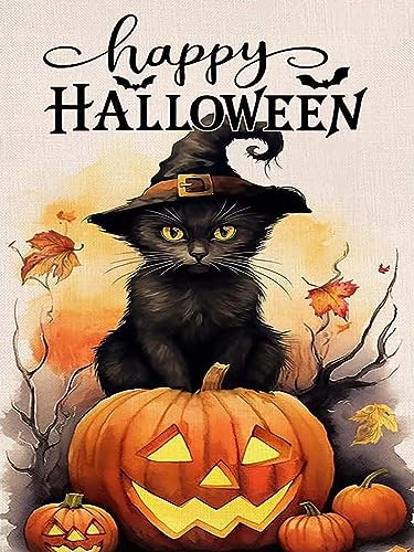 Black Cat Pumpkin Halloween | Diamond Painting