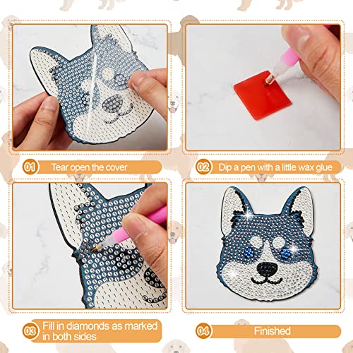 Diy 8pcs/set Dog  Diamond Painting Coasters with Holder