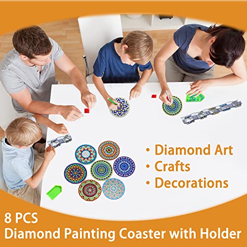 Diy 8pcs/set  Diamond Painting Coasters with Holder