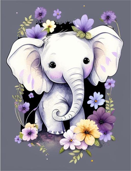 Elephant Flower | Diamond Painting