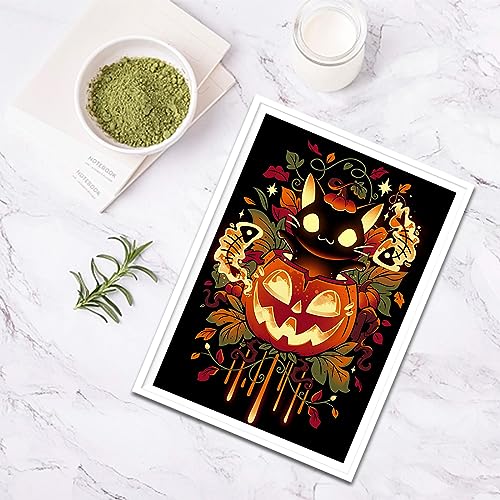 Pumpkin Black Midnight Cat Halloween | Diamond Painting