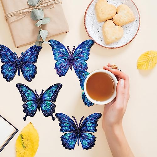 Diy 8pcs/set Butterfly  Diamond Painting Coasters with Holder