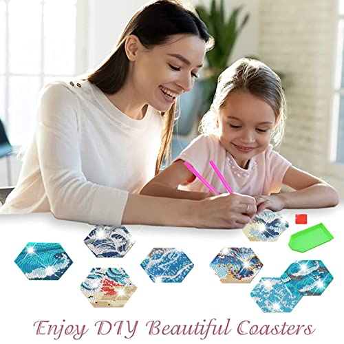 Diy 8pcs/set  Diamond Painting Coasters with Holder