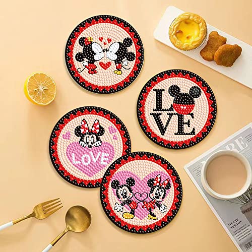 Diy 5pcs/set Cartoon  Diamond Painting Coasters with Holder