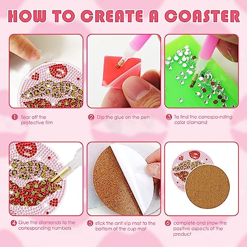 Diy 8pcs/set  Diamond Painting Coasters with Holder