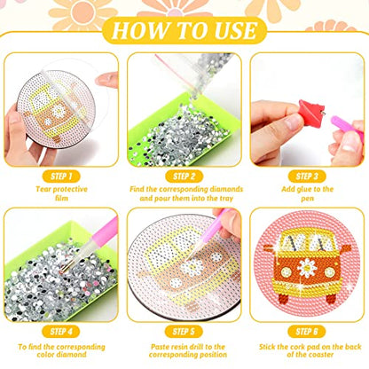 Diy 8pcs/set Butterfly  Diamond Painting Coasters with Holder