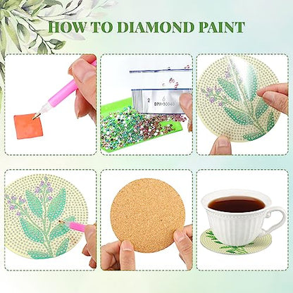 Diy 8pcs/set  Diamond Painting Coasters with Holder