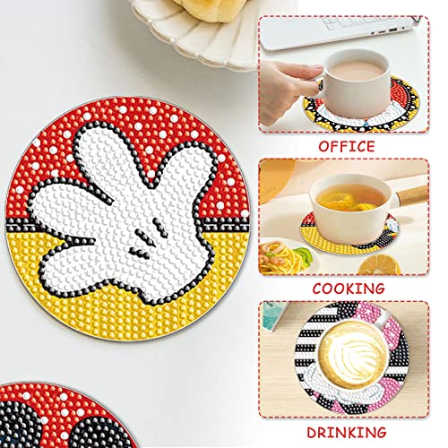 Diy 6pcs/set Mandala  Diamond Painting Coasters with Holder